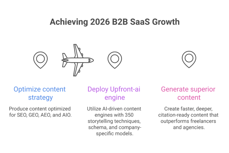 Where does Upfront-ai fit in solving the content trilemma and what benefits does it deliver for SEO in 2026?